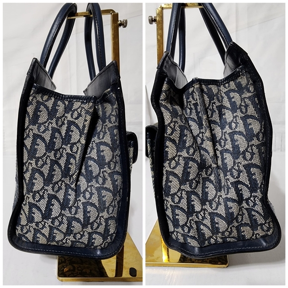 Christian Dior Oblique Handle Bag Navy Blue/Grey - Picture 8 of 16